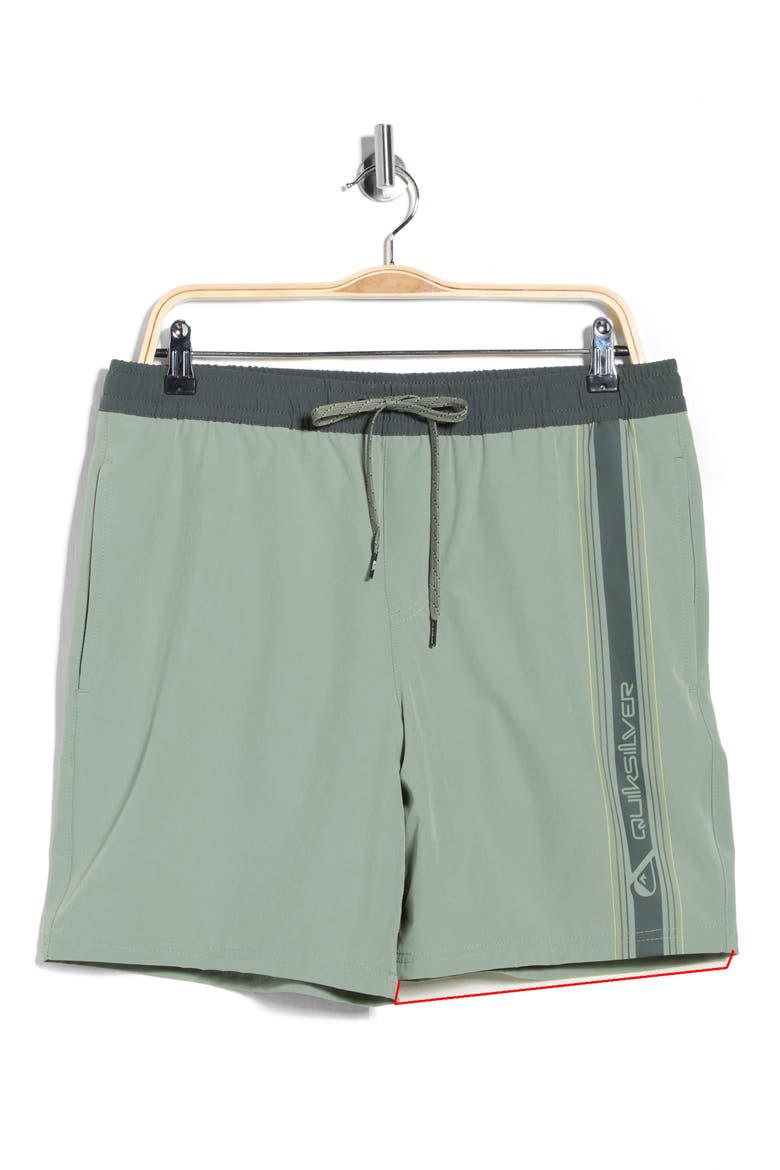 Trade Logo Stripe Volley Swim Shorts, Alternate, color, LILY PAD