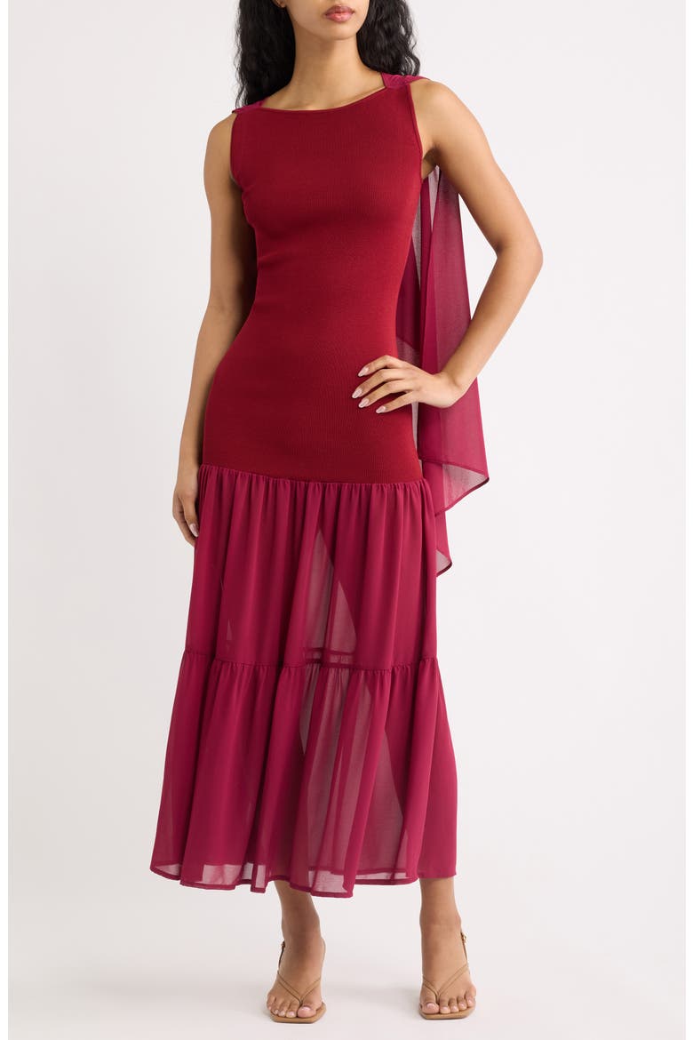 The Verity Drape Midi Dress, Main, color, SANGRIA