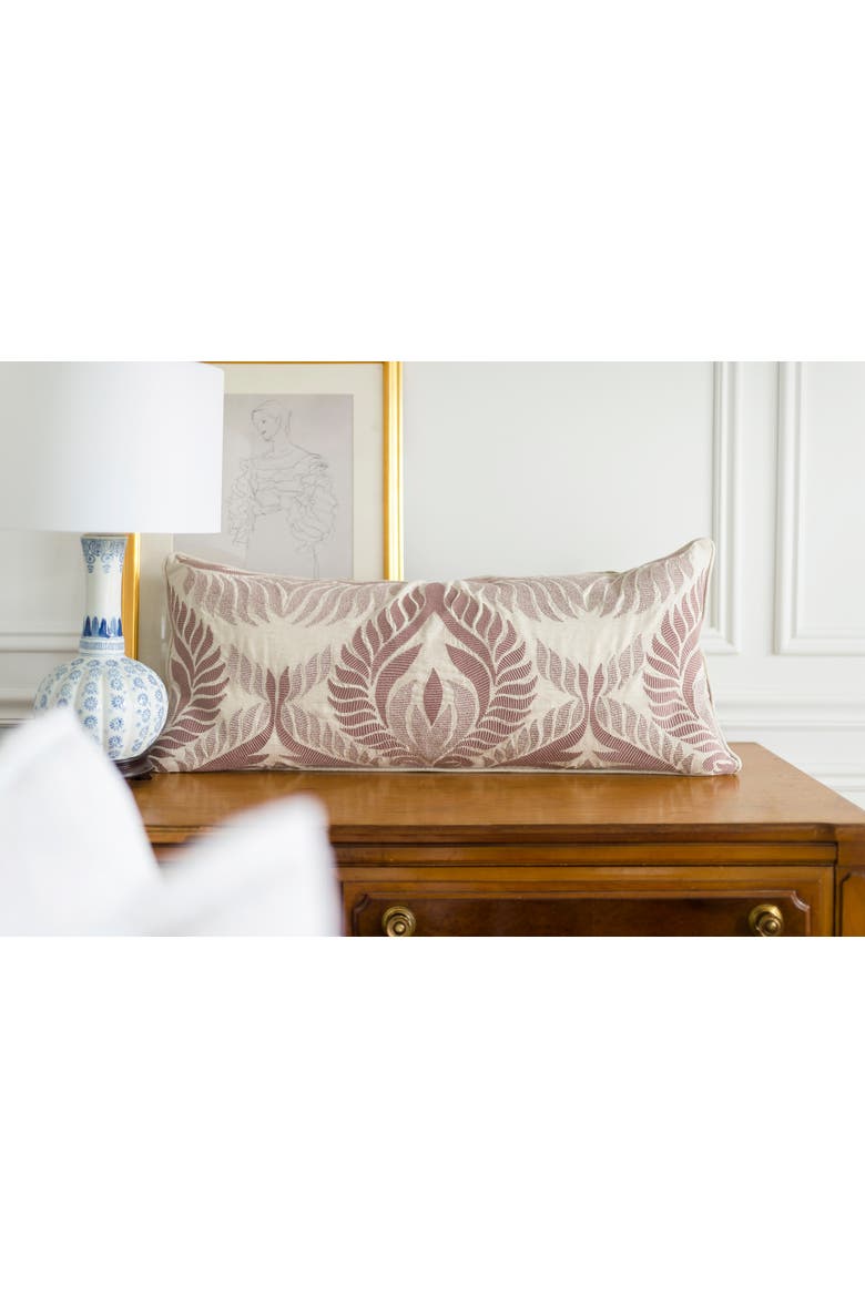 Olivia Embroidered Throw Pillow, Alternate, color, Pink