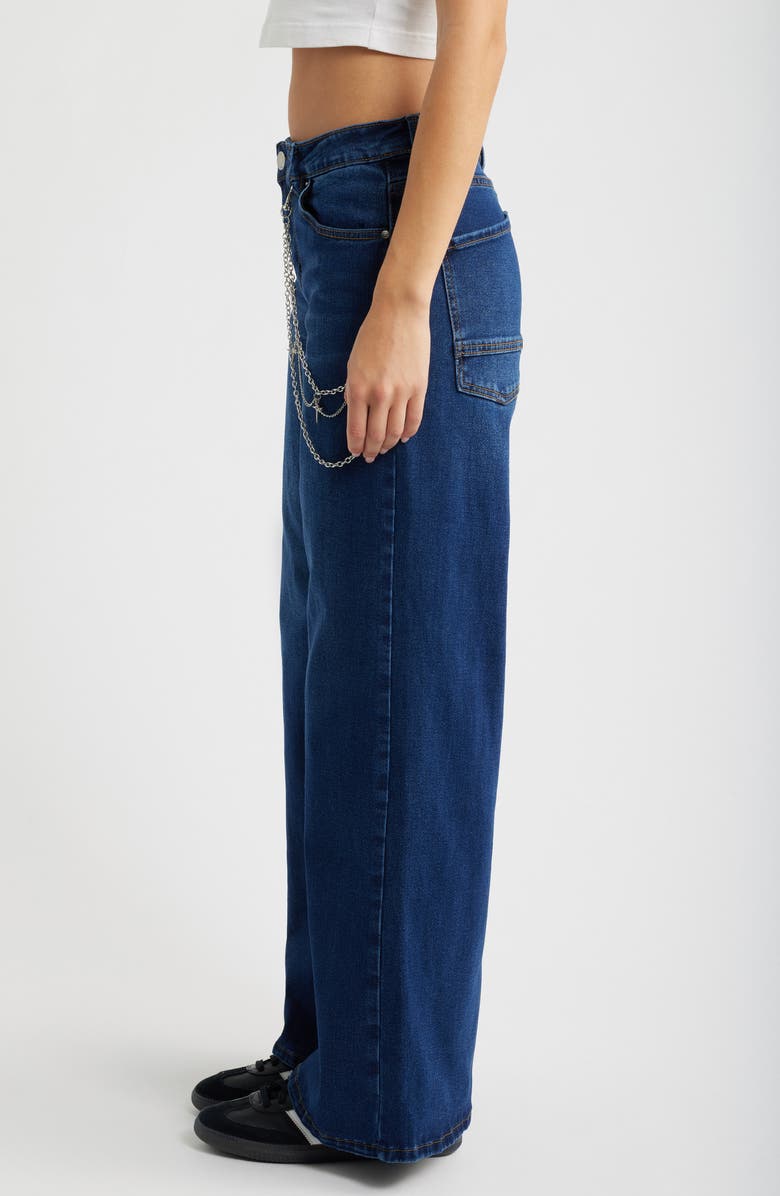 YMI Joey Cross Chain Baggy Wide Leg Jeans, Alternate, color, Dark Blue