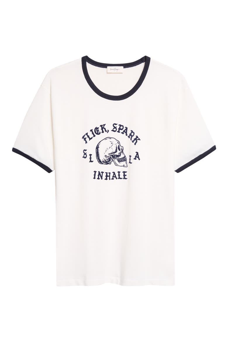 Flick Spark Inhale Cotton Ringer T-Shirt, Alternate, color, WHITE/ NAVY