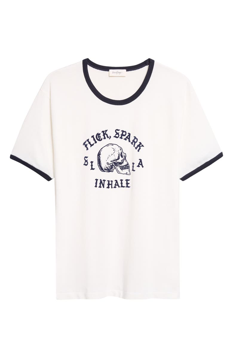 Second Layer Flick Spark Inhale Cotton Ringer T-Shirt, Main, color, White/ Navy