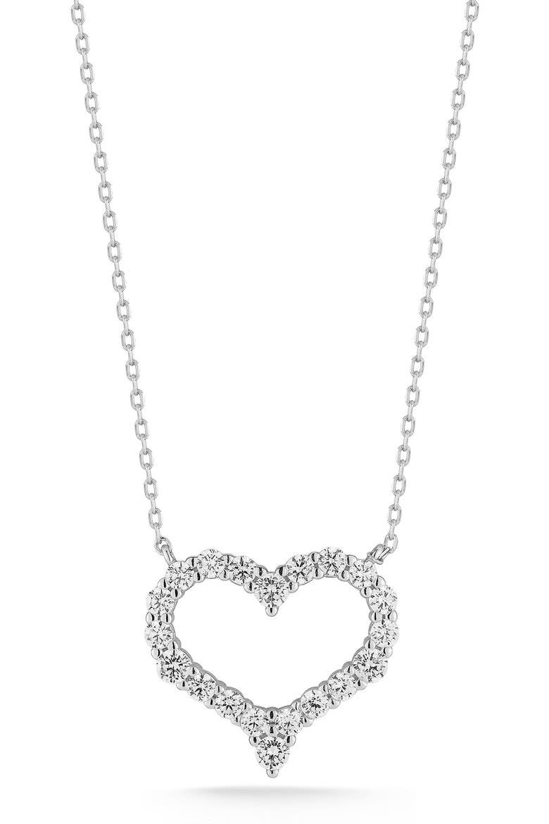 Open Heart Pendant Necklace, Main, color, SILVER