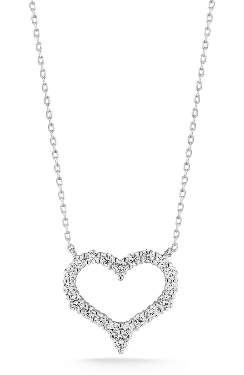 GLAZE JEWELRY Open Heart Pendant Necklace, Main, color, Silver