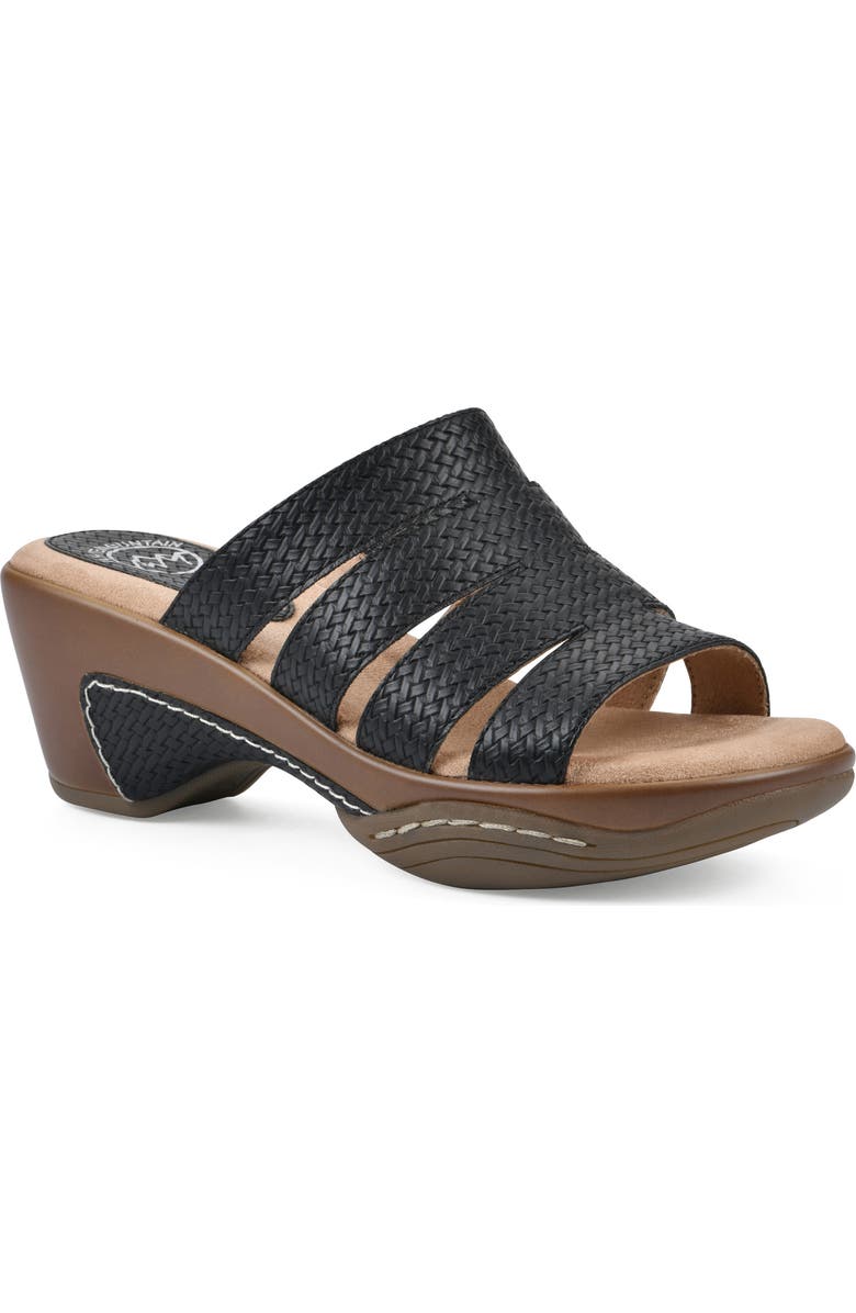White Mountain Footwear Valora Wedge Sandal, Main, color, Black Metallic Woven