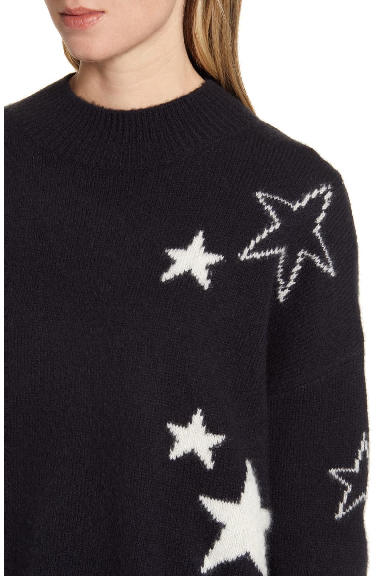 Kana Star Detail Merino Wool & Cashmere Sweater, Alternate, color, MIDNIGHT IVORY STARS