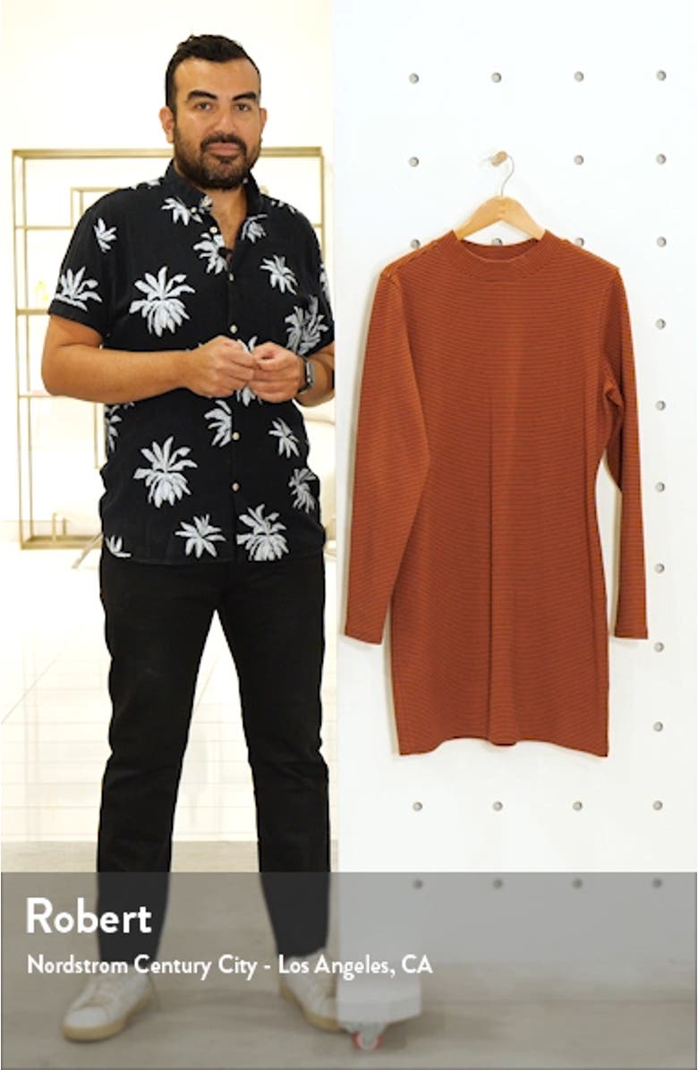 Stripe Ribbed Long Sleeve Minidress, sales video thumbnail