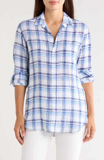 Joedy Plaid Cotton Boyfriend Button-Up Shirt
