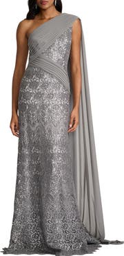 Tadashi Shoji Sequin Cape Gown