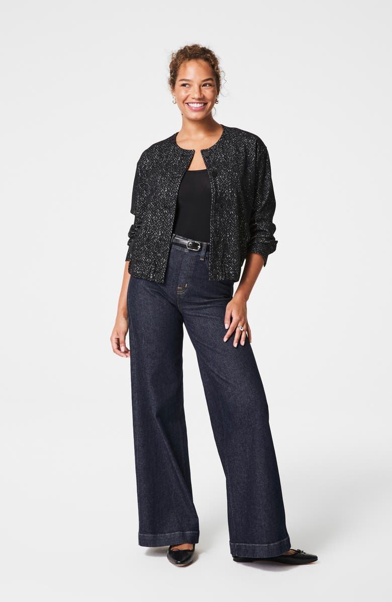 SPANX<sup>®</sup> Herringbone Ponte Knit Bomber Jacket, Alternate, color, Grey