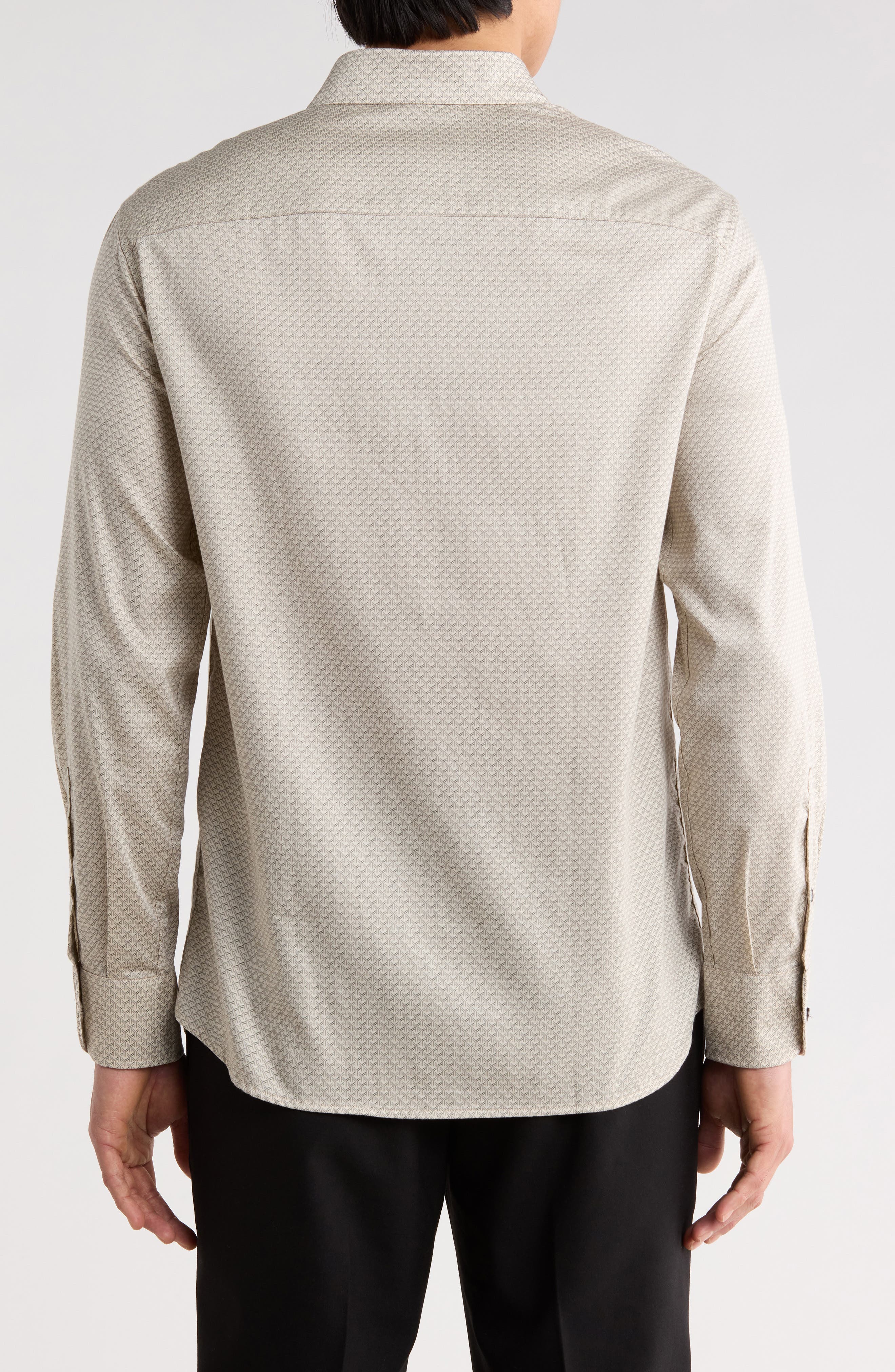 Weave Pattern Stretch Button-Up Shirt - image 2