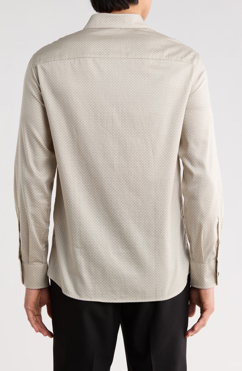 Emporio Armani Weave Pattern Stretch Button-Up Shirt, Alternate, color, Tan