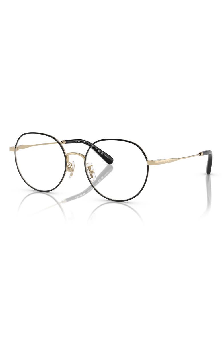 COACH 53mm Round Optical Glasses, Alternate, color, Gold / Black / Demo Lens