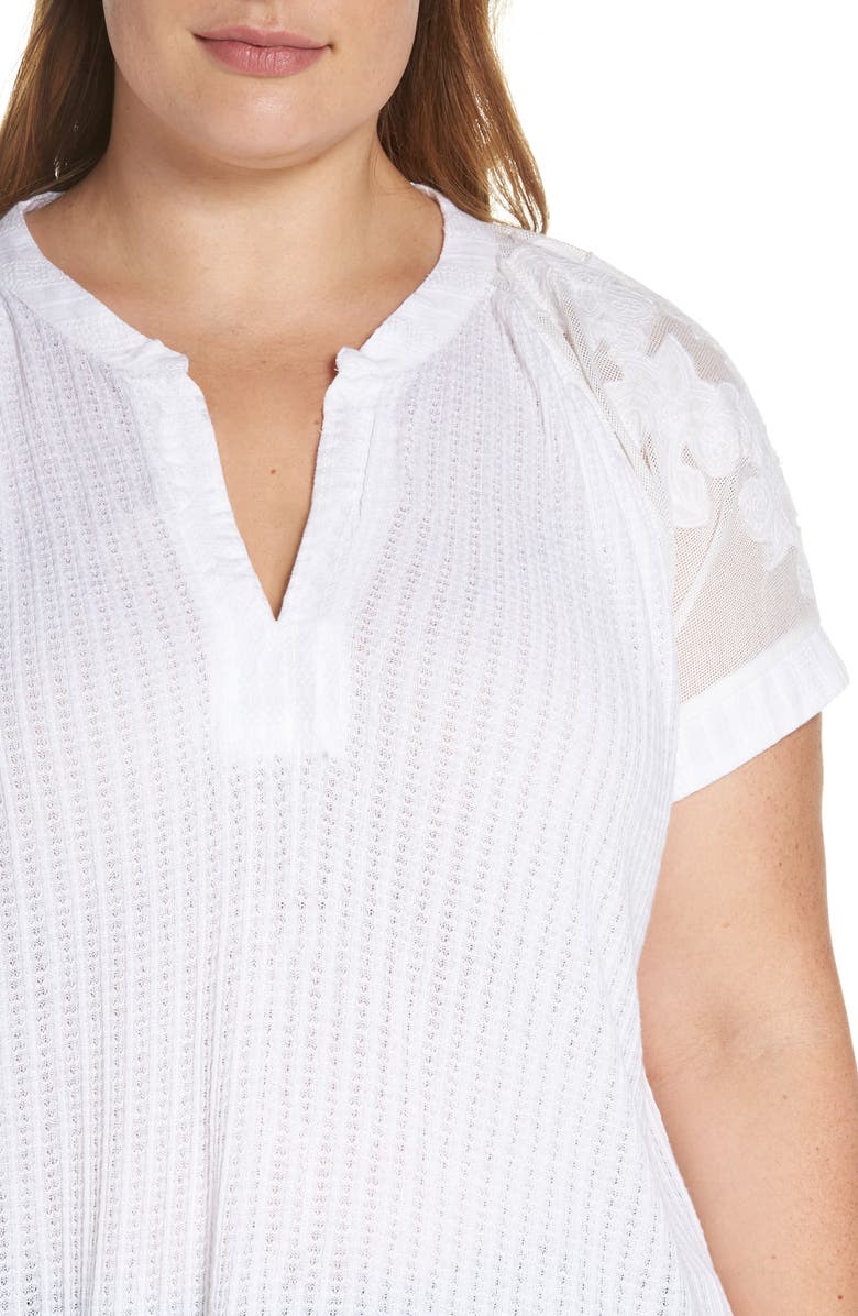 Lucky Brand Floral Drop Needle Cutout Top, Alternate, color, 
