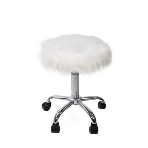 Momo Faux Fur Adjustable Vanity Stool
