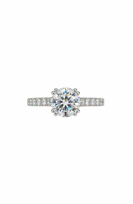 Sterling Silver Moissanite 4-Prong Ring