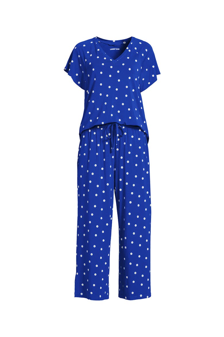 Cooling Pajama Set - Short Sleeve Top and Crop Pants, Alternate, color, Vibrant Lapis Dot