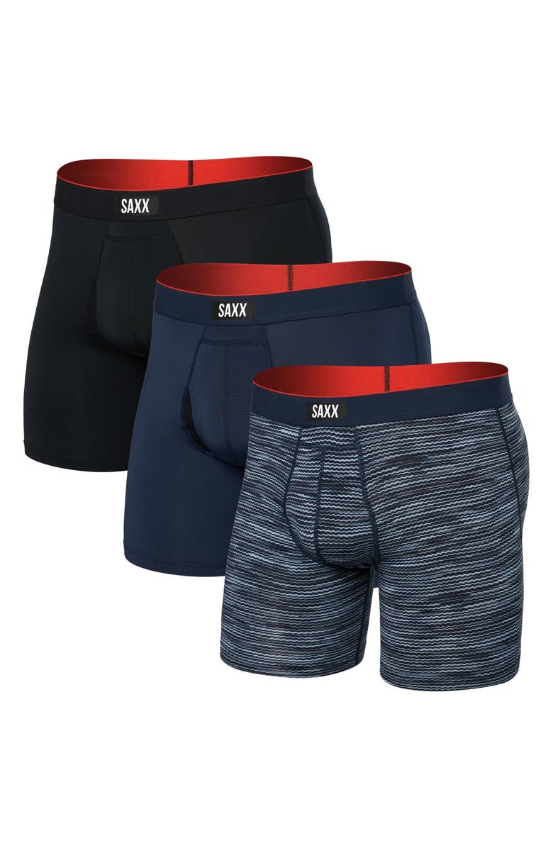 SAXX Assorted 3-Pack Multi-Sport Mesh Performance Boxer Briefs, Main, color, Wavelength/Navy/Black