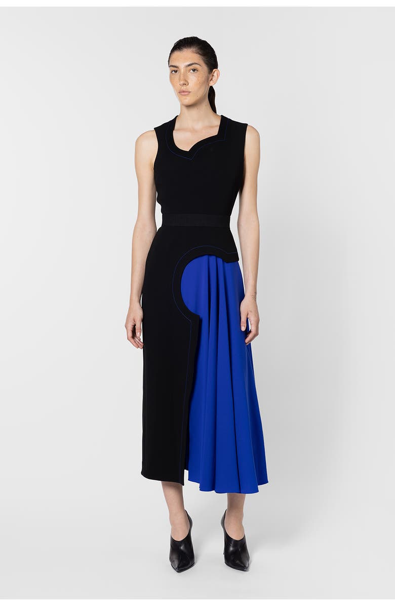 Roksanda Saro Black And Blue Cut Out Dress, Main, color, Black / Persian Blue