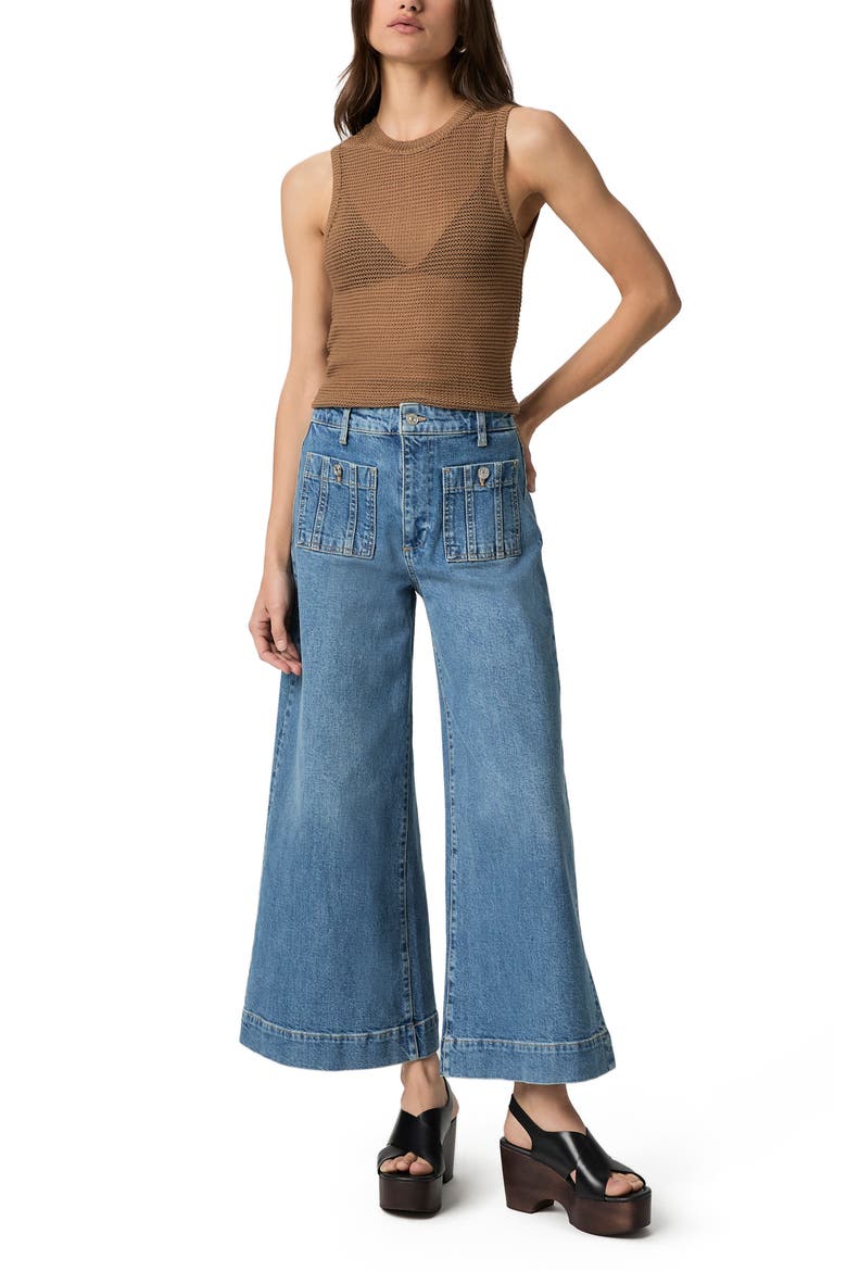 Lola Seamed Patch Pocket Crop Wide Leg Jeans, Alternate, color, SOLITUDE