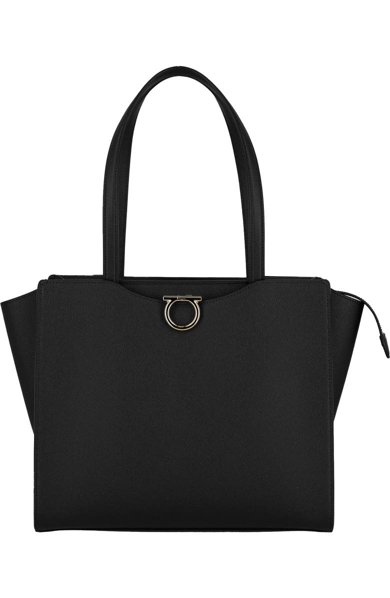 FERRAGAMO Gemini Pebbled Leather Tote, Main, color,