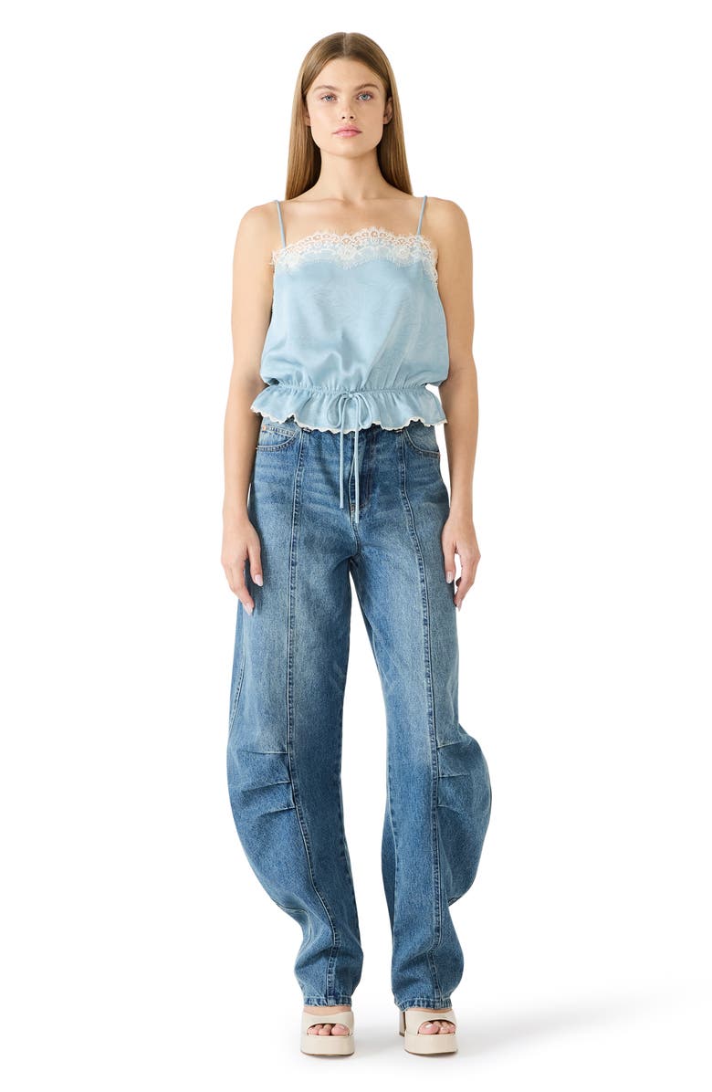 Steve Madden Roan Lace Trim Camisole, Alternate, color, Dusty Blue