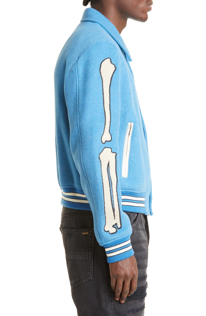 AMIRI Bones Wool Varsity Jacket, Alternate, color,