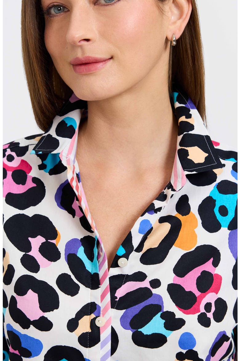 Charlie Colorful Leopard Print Cotton Button-Up Shirt, Alternate, color, MULTI