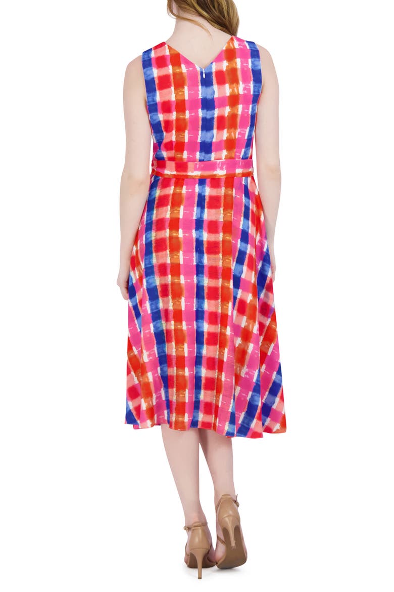 Sleeveless Tie Waist Midi Dress, Alternate, color, COBALT/PNK