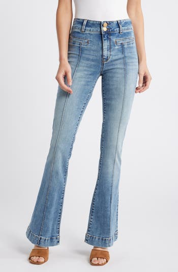 KUT from the Kloth Ana Pintuck High Waist Flare Jeans | Nordstrom