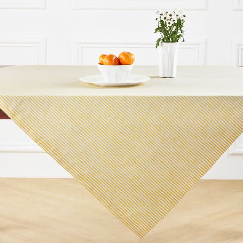 Linen Table Throw - Narrow Stripe, 52" x 52", 52" x 52"