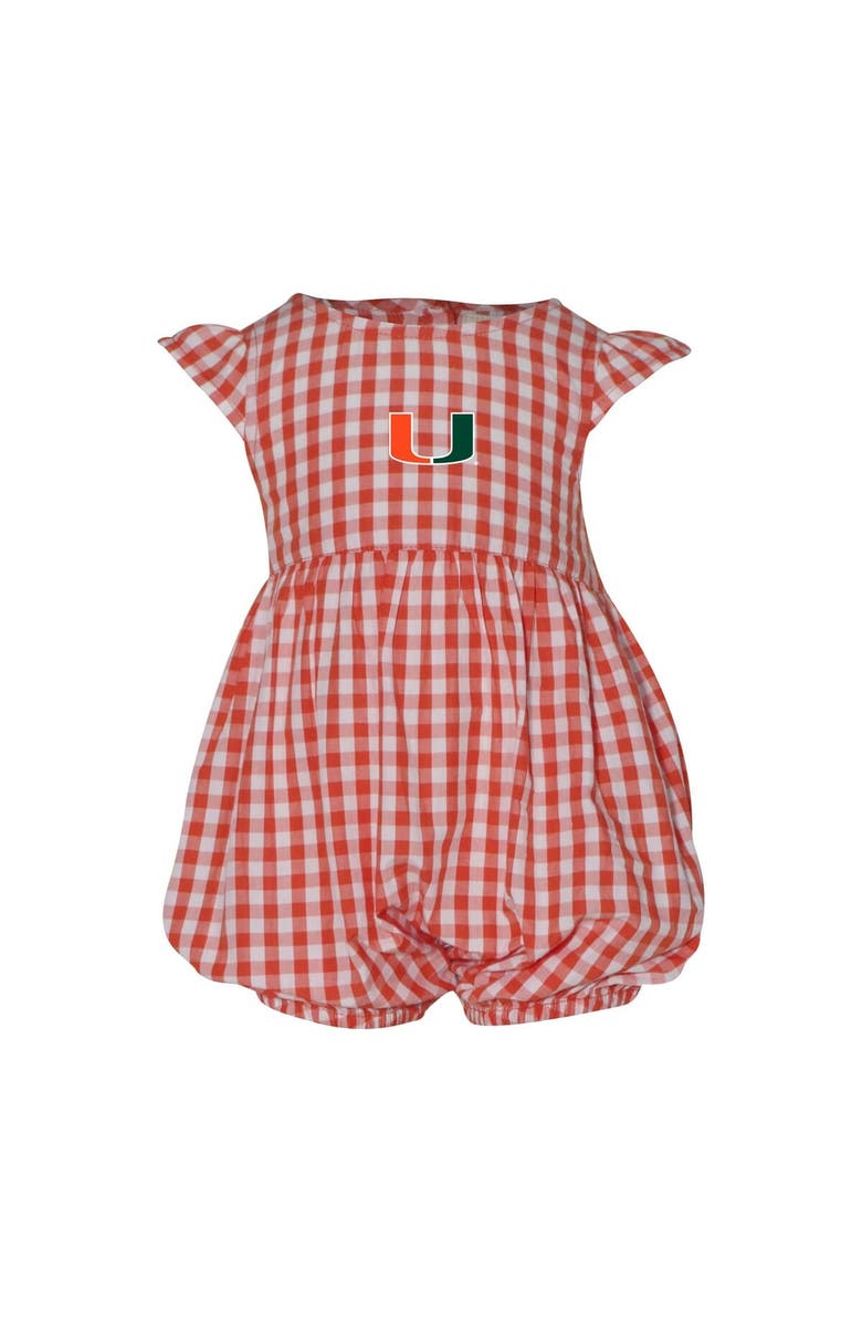 GARB Girl's Infant Garb Orange Miami Hurricanes Cara Gingham Ruffled Bodysuit, Main, color, Orange