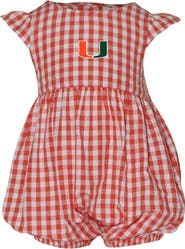 GARB Girl's Infant Garb Orange Miami Hurricanes Cara Gingham Ruffled Bodysuit