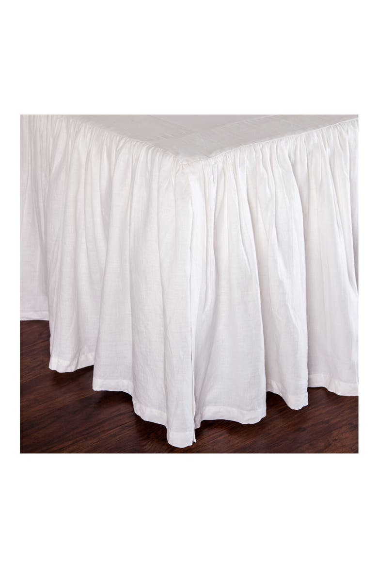 Gathered Linen Bedskirt, Main, color, WHITE