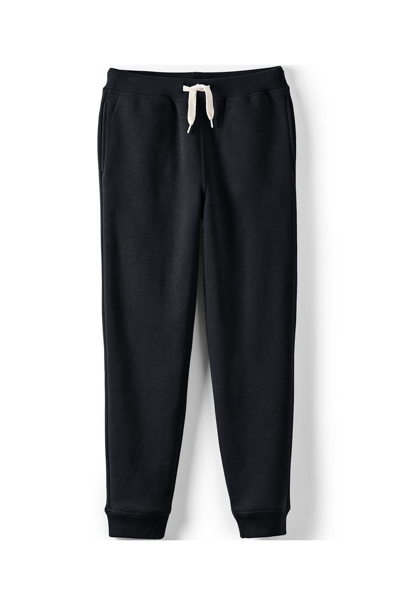 Lands' End Kids Iron Knee Fleece Jogger Sweatpants, Alternate, color, Black