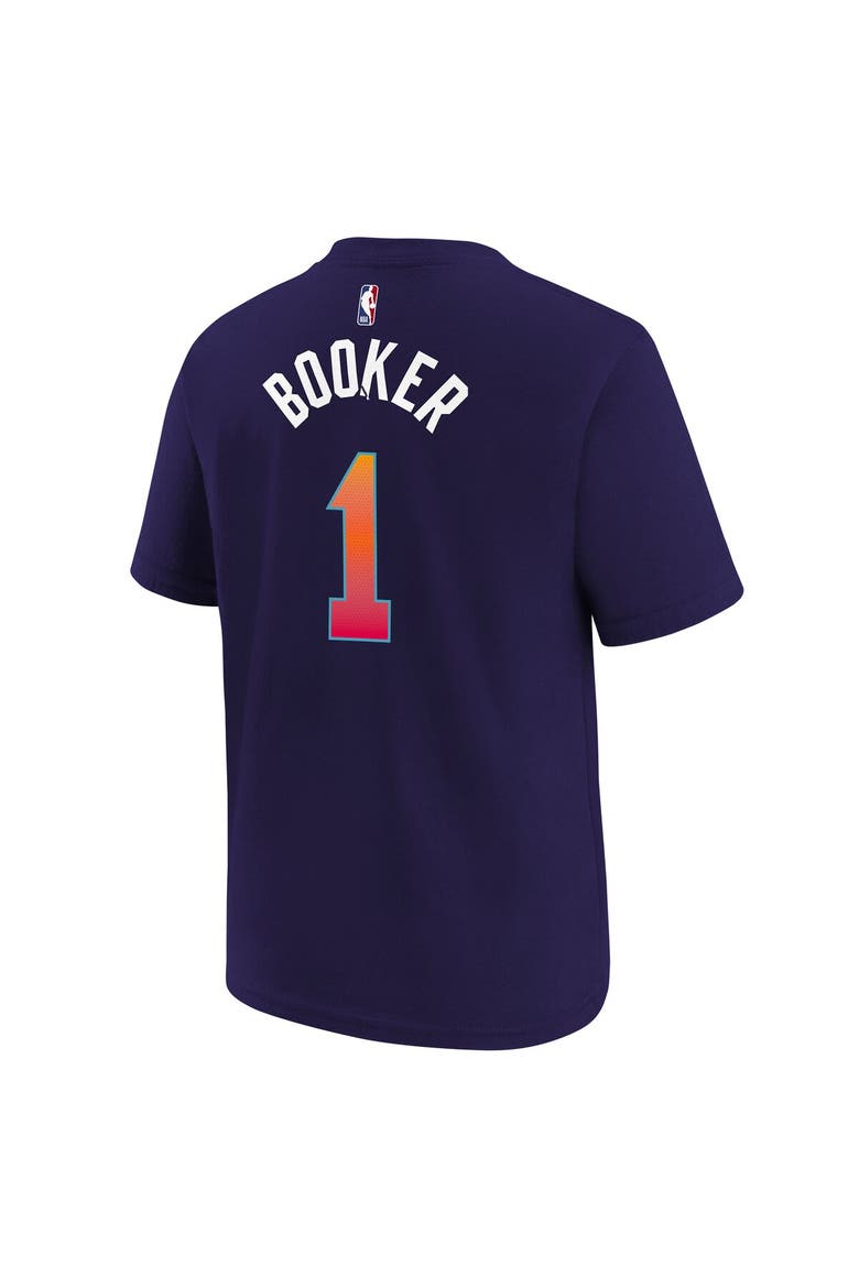 Youth Nike Devin Booker Purple Phoenix Suns 2023/24 City Edition Name & Number T-Shirt, Alternate, color, Purple