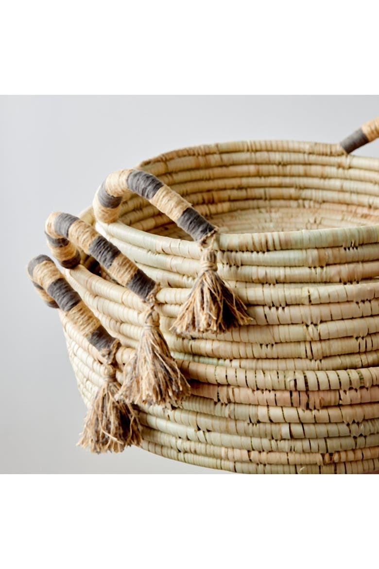 Natural Banded Betty Tray with Tassel, Alternate, color, Natural - Large