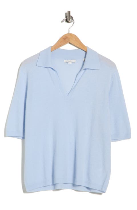Cashmere & Silk Johnny Collar Polo Sweater