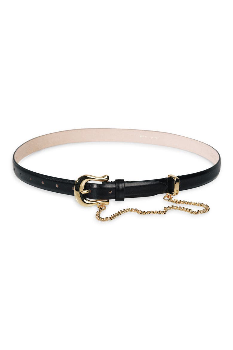 Luzia Chain Leather Belt, Main, color, BLACK/ GOLD