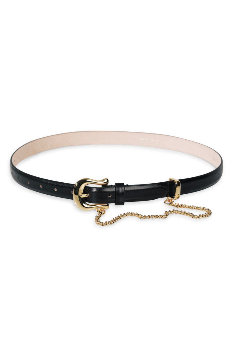 Déhanche Luzia Chain Leather Belt, Main, color, Black/ Gold
