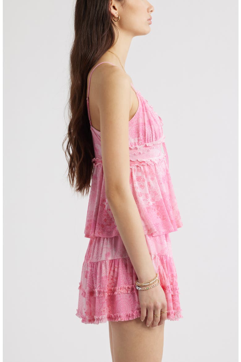 Floral Mesh Ruffle Trim Camisole, Alternate, color, PINK FLORA PAISLEY