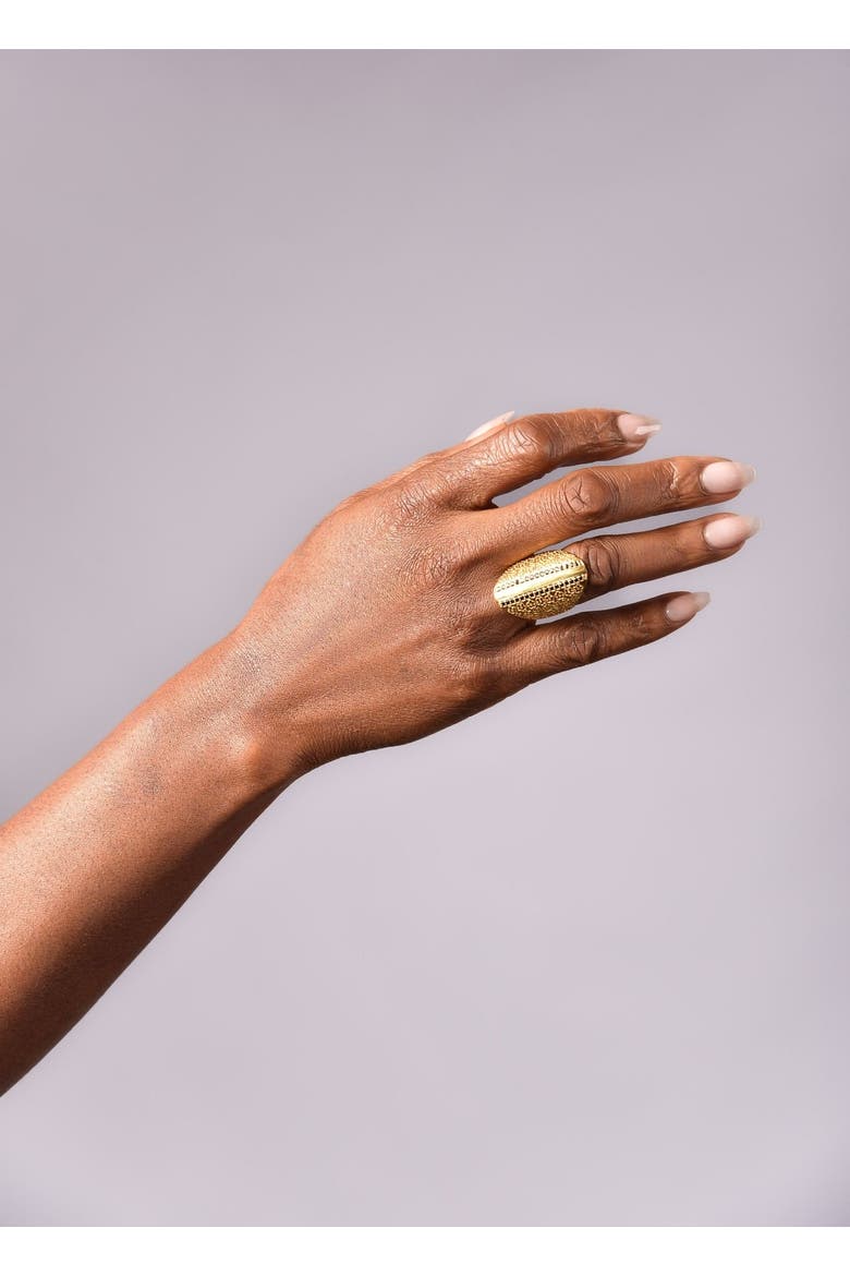 18k Gold Vermeil Eclipse Flower Onyx Ring, Alternate, color, Gold & Black