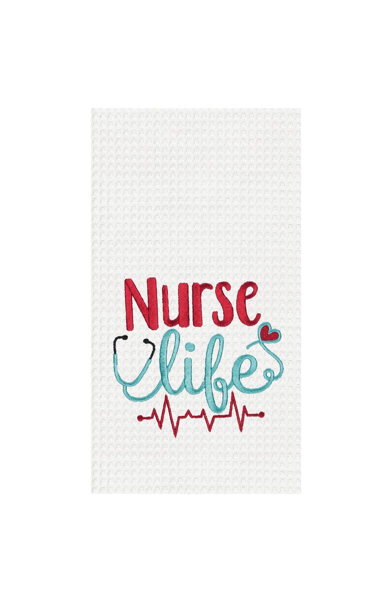 C&F Home Nurse Life Kitchen and Bathroom Embroidered Waffle Hand Towel, Main, color, Red