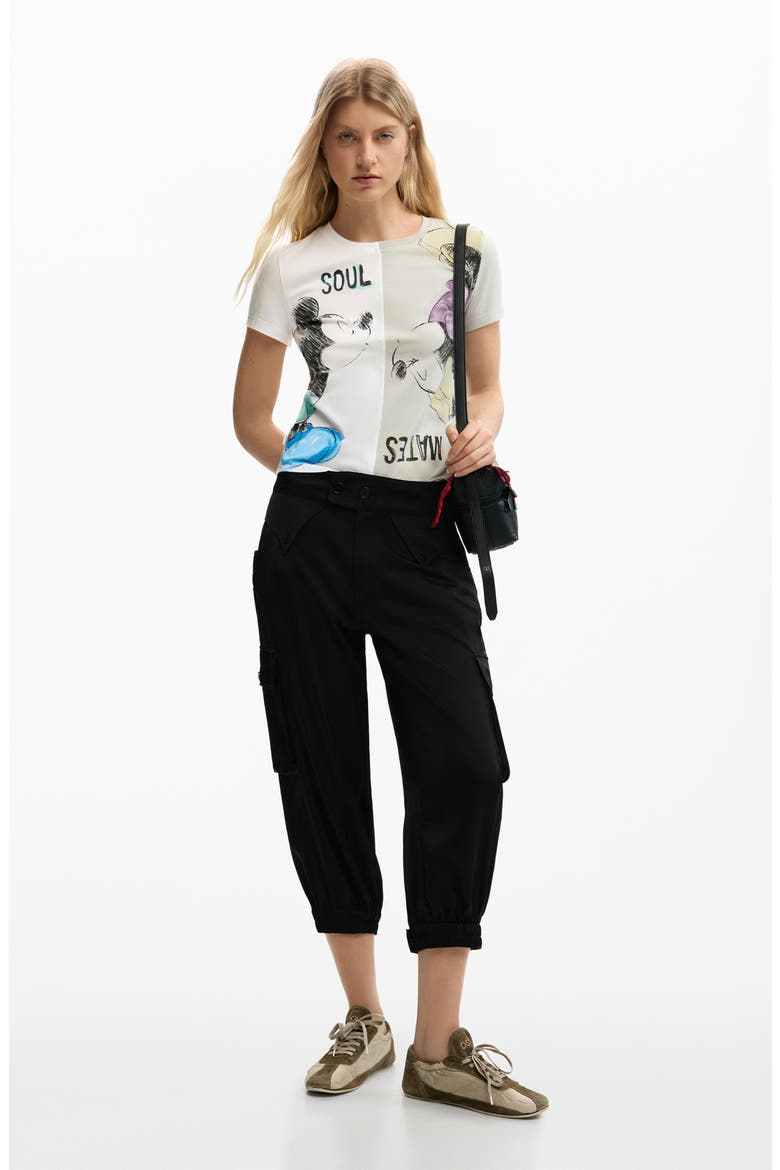 Mickey & Minnie Mouse Paneled Graphic T-Shirt, Alternate, color, WHITE