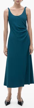 MANGO Ruched Stretch Knit Tank Dress