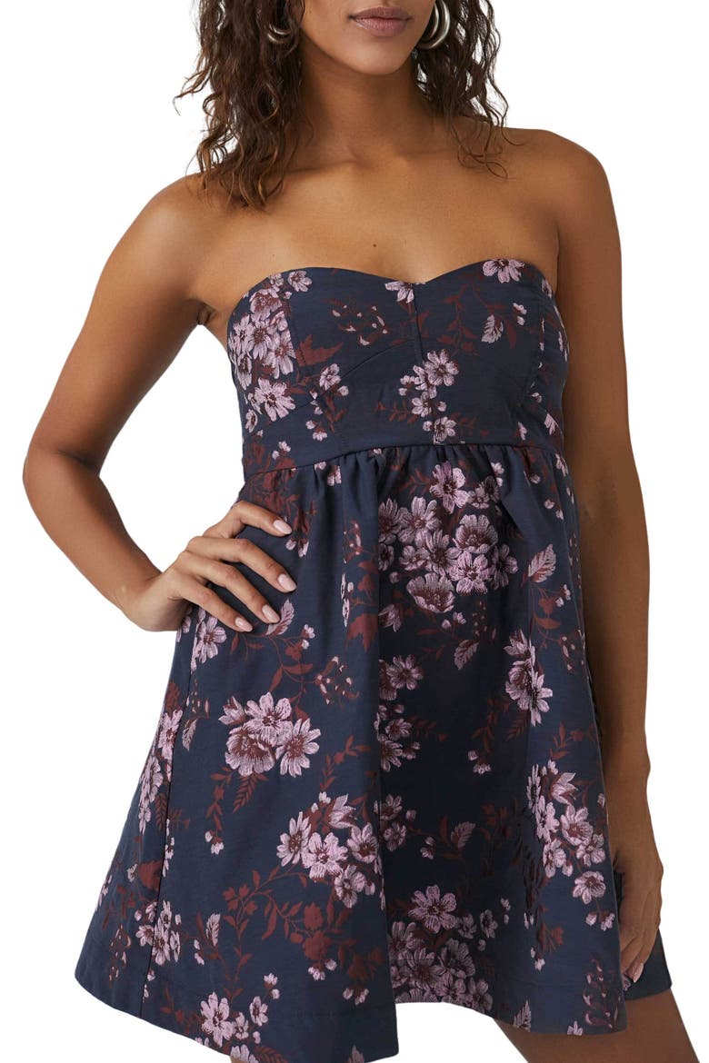 Matilda Tie Back Strapless Babydoll Minidress, Main, color, BLUE