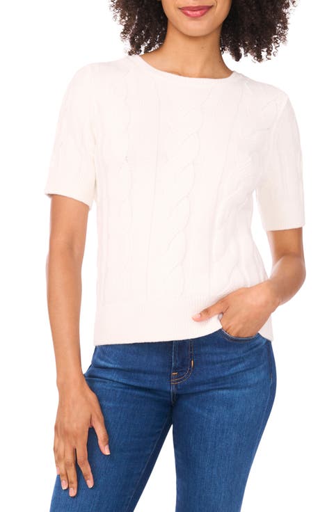 Short Sleeve Cable Stitch Sweater