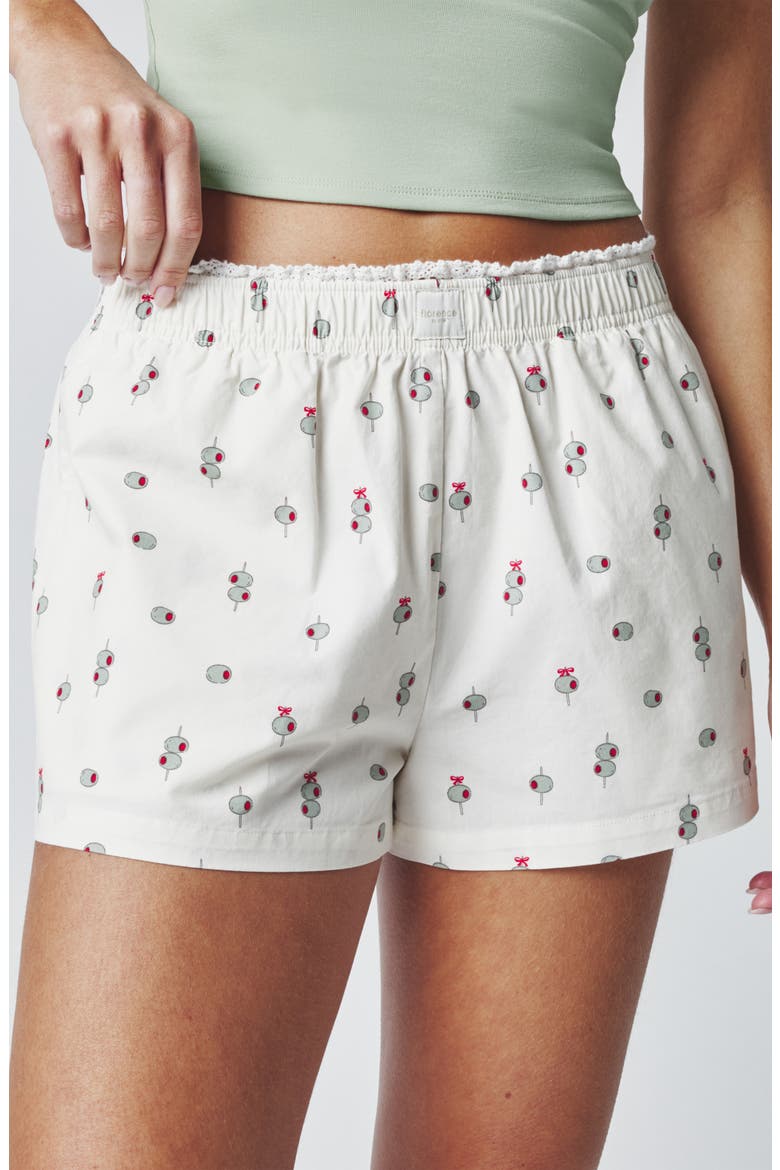 Lace Trim Boxer Shorts, Alternate, color, OLIVE PRINT