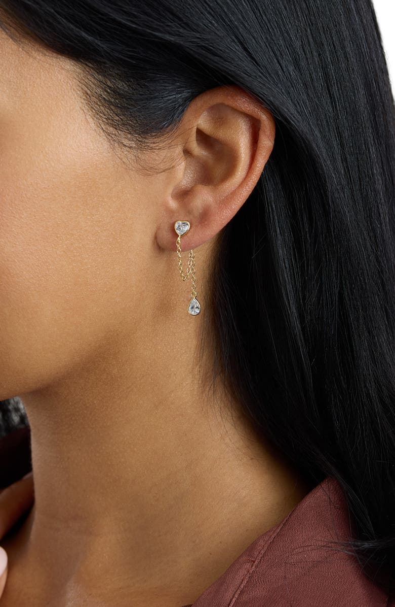 ATHRA LUXE The Heart Teardrop Duo Chain Drop Earrings, Alternate, color, 