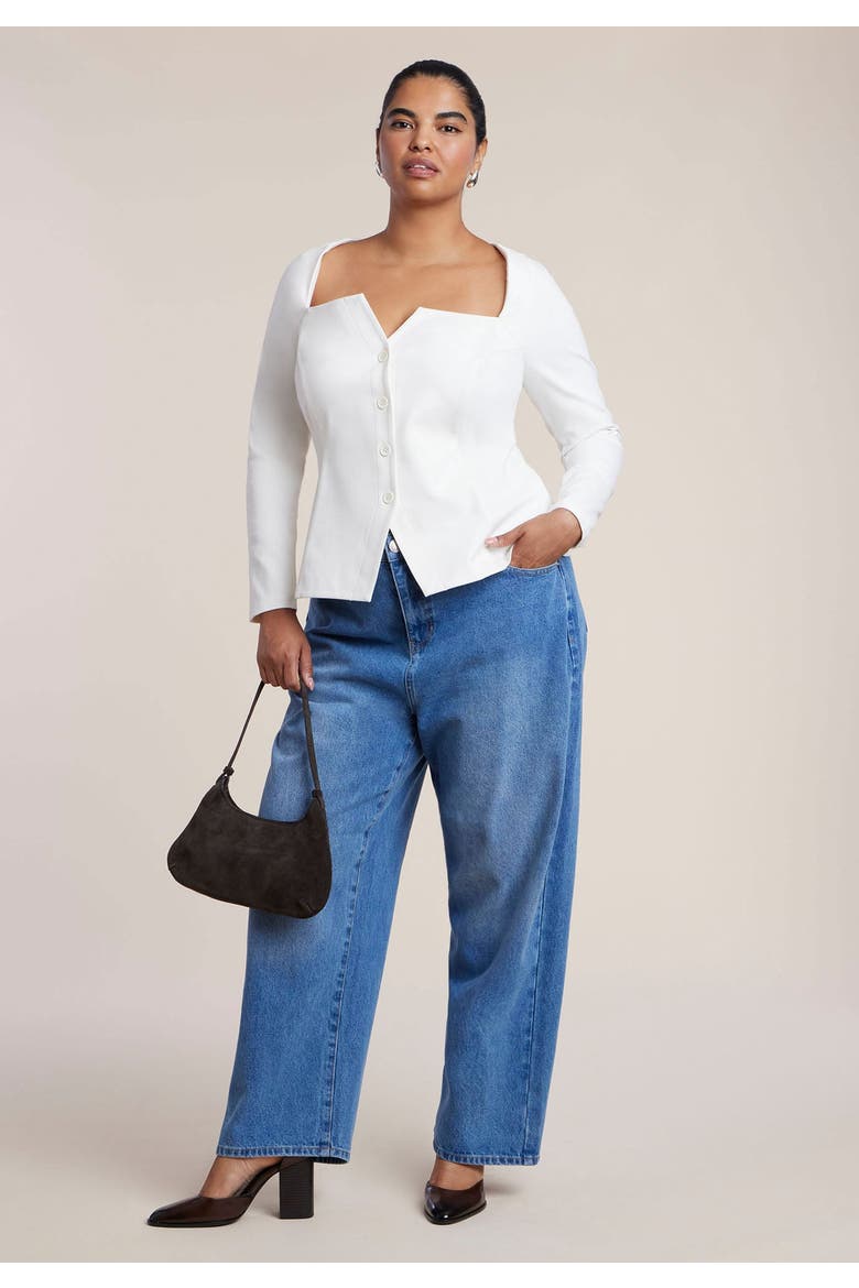 Adjustable Wide Leg Jeans, Alternate, color, MEDIUM WASH